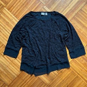 EUC Easywear By Chico’s Black Flowy Textured Blouse